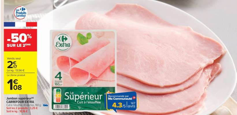 Jambon Supérieur CARREFOUR EXTRA