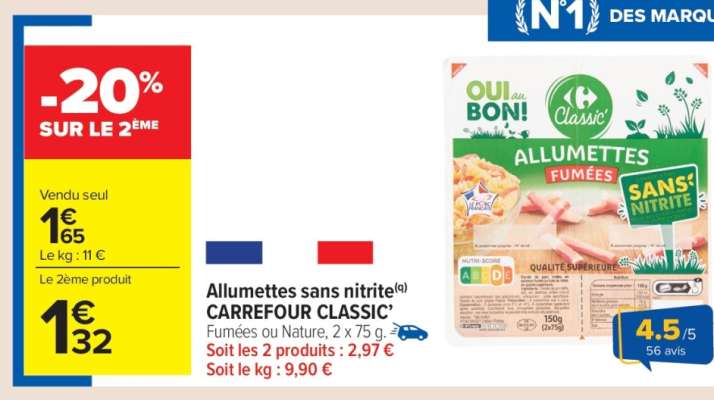 Allumettes sans nitrite CARREFOUR CLASSIC'