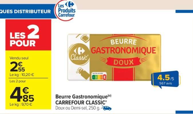Beurre Gastronomique CARREFOUR CLASSIC’