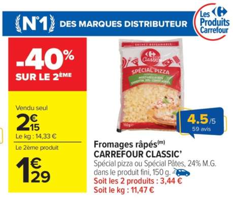 Fromages râpés CARREFOUR CLASSIC'