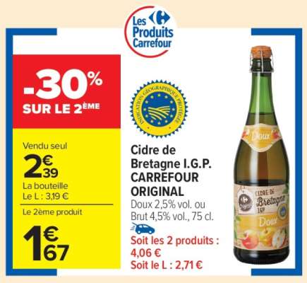Cidre de Bretagne I.G.P. CARREFOUR ORIGINAL
