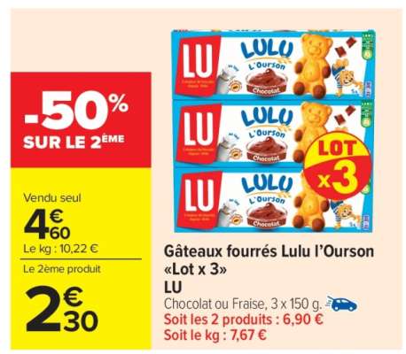 Gâteaux fourrés Lulu l’Ourson «Lot x 3»