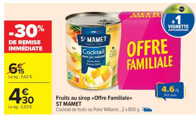 Fruits au sirop "Offre Familiale" ST MAMET