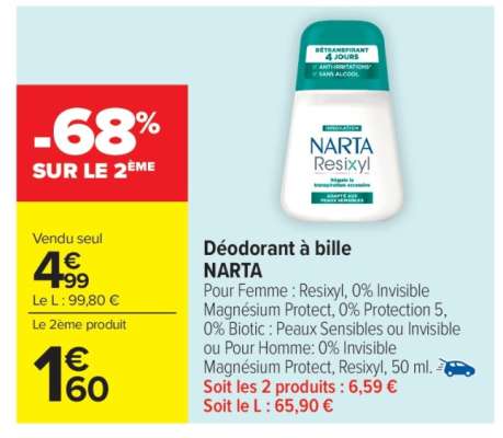 Déodorant à bille NARTA