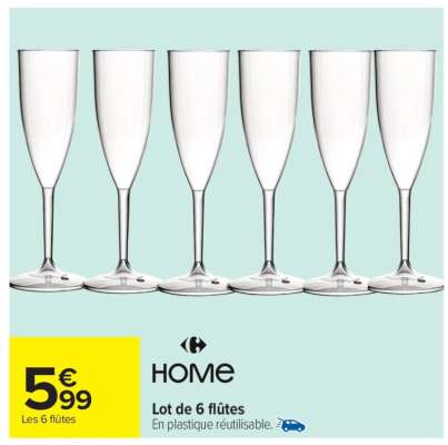 HOME Lot de 6 flûtes