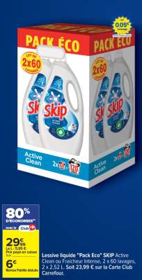 Lessive liquide "Pack Eco" SKIP Active Clean