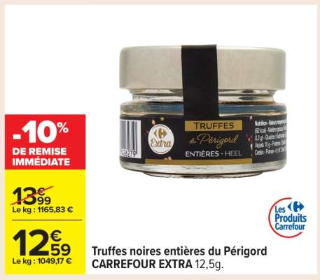 Truffes noires entières du Périgord CARREFOUR EXTRA 12,5g