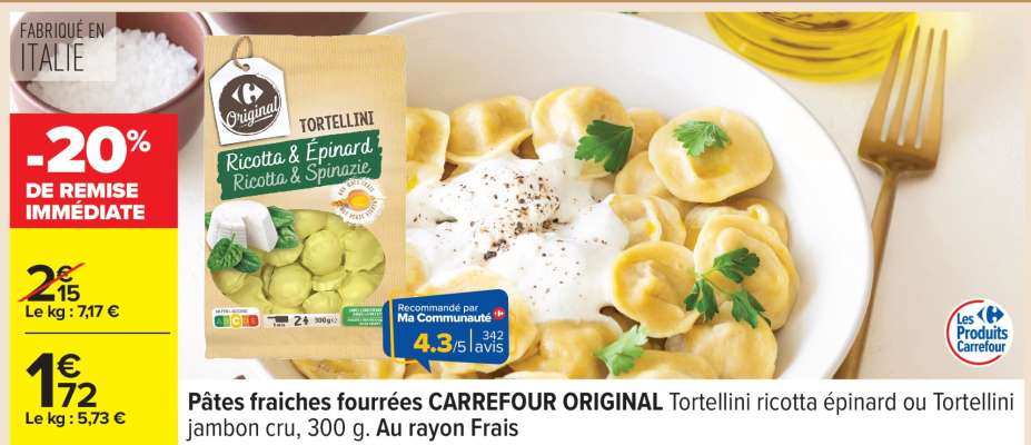 Pâtes fraîches fourrées CARREFOUR ORIGINAL
