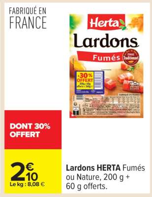 Lardons HERTA Fumés ou Nature