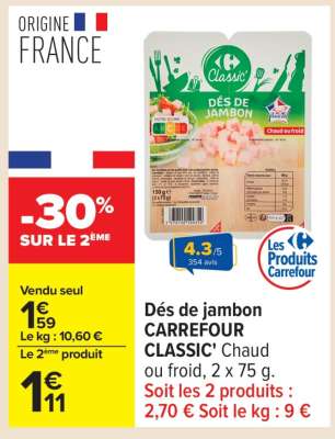 Dés de jambon CARREFOUR CLASSIC'