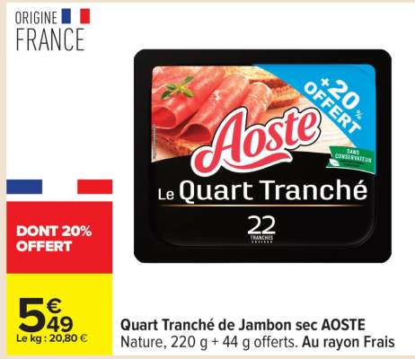 Quart Tranché de Jambon Sec AOSTE