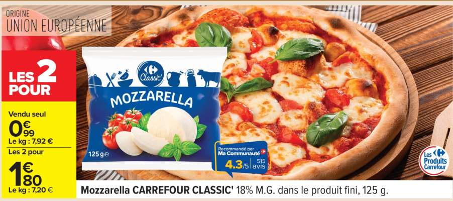 Mozzarella CARREFOUR CLASSIC'