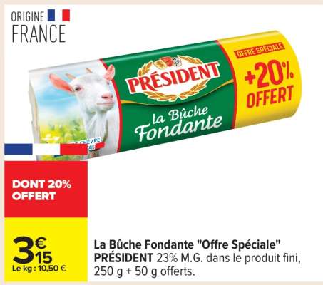 La Bûche Fondante «Offre Spéciale» PRÉSIDENT