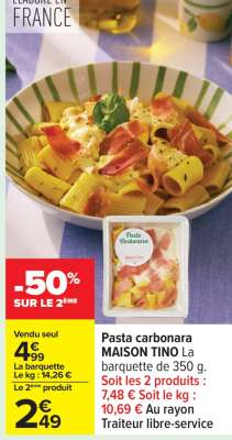 Pasta carbonara MAISON TINO