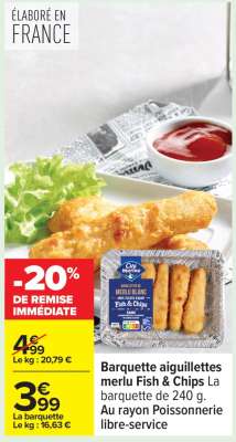 Barquette aiguillettes merlu Fish&Chips