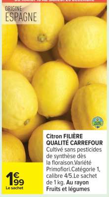 Citron FILIÈRE QUALITÉ CARREFOUR
