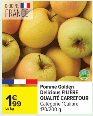 Pomme Golden Delicious FILIÈRE QUALITÉ CARREFOUR