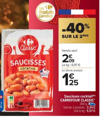 Saucisses Cocktail Carrefour Classic