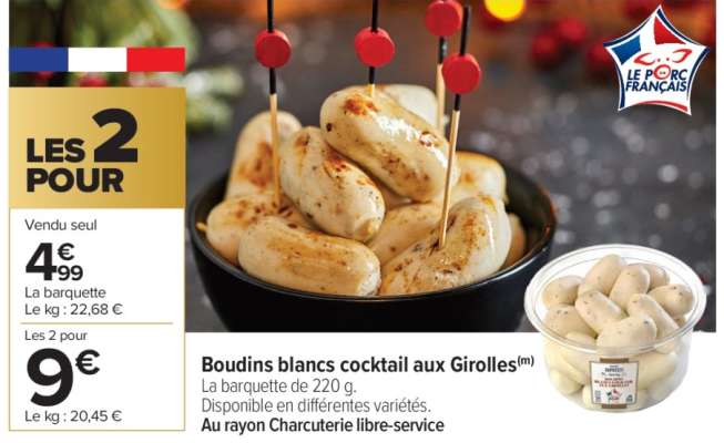 Boudins blancs cocktail aux girolles