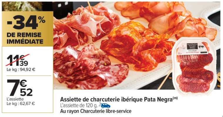 Assiette de charcuterie ibérique Pata Negra