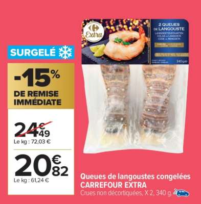 Queues de langoustes congelées CARREFOUR EXTRA