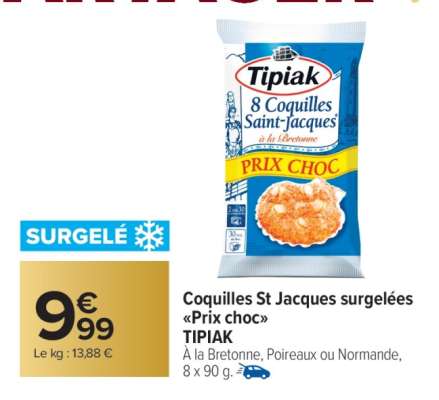 Coquilles St Jacques surgelées "Prix choc"