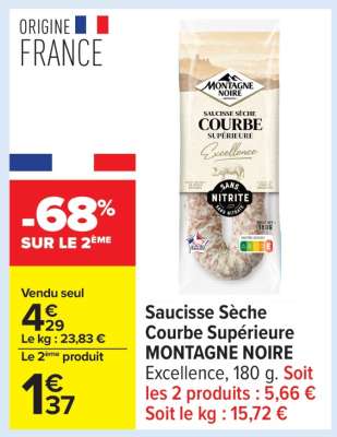 Saucisse Sèche Courbe Supérieure MONTAGNE NOIRE
