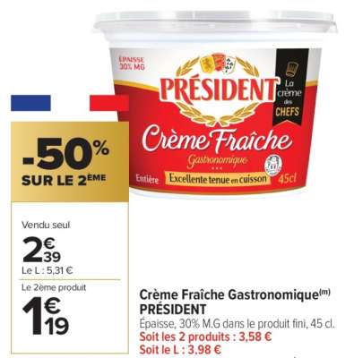 CRÈME FRAÎCHE GASTRONOMIQUE PRESIDENT