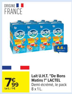 Lait U.H.T. "De Bons Matins !" LACTEL