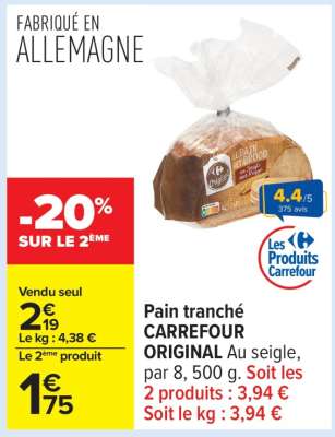Pain tranché CARREFOUR ORIGINAL