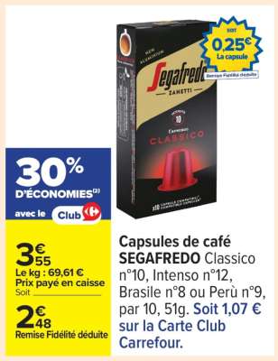 Capsules de café SEGAFREDO