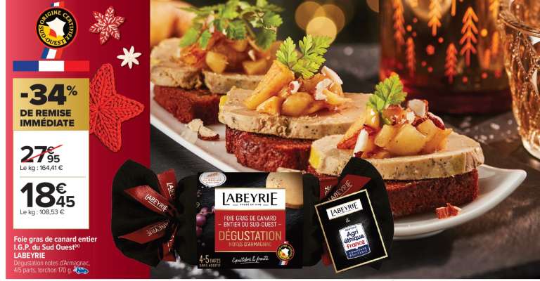 Foie gras de canard entier I.G.P. du Sud Ouest LABEYRIE