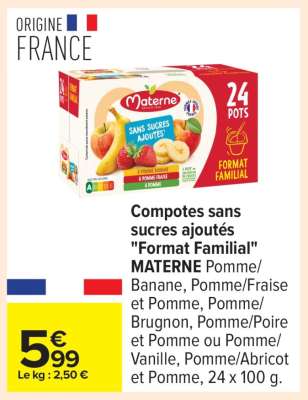 Compotes sans sucres ajoutés "Format Familial"