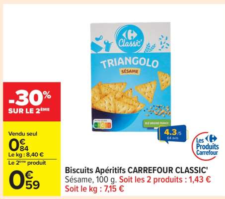 Biscuits Apéritifs CARREFOUR CLASSIC'