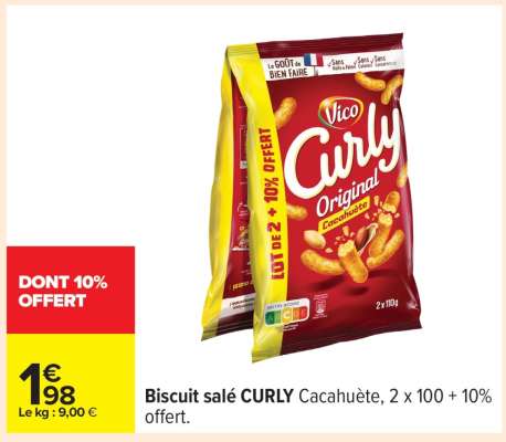 Biscuit salé CURLY Cacahuète