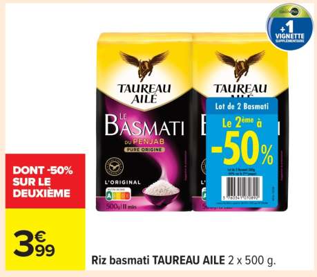 Riz basmati TAUREAU AILE 2 x 500 g