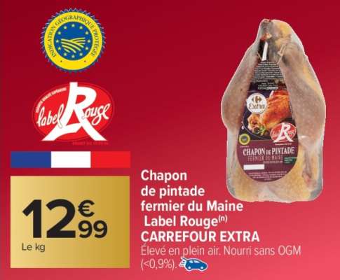 Chapon de pintade fermier du Maine Label Rouge