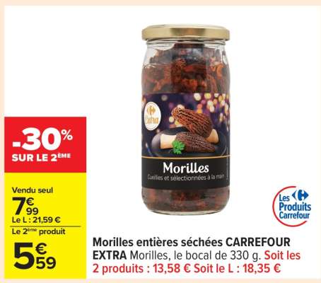 Morilles entières séchées CARREFOUR EXTRA