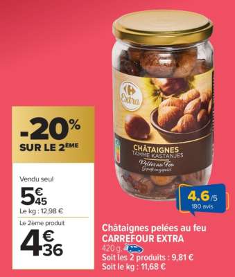 Châtaignes pelées au feu CARREFOUR EXTRA
