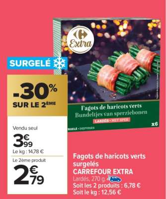 Fagots de haricots verts surgelés