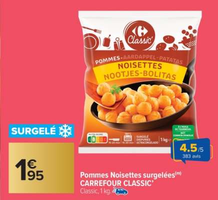 Pommes Noisettes surgelées CARREFOUR CLASSIC'