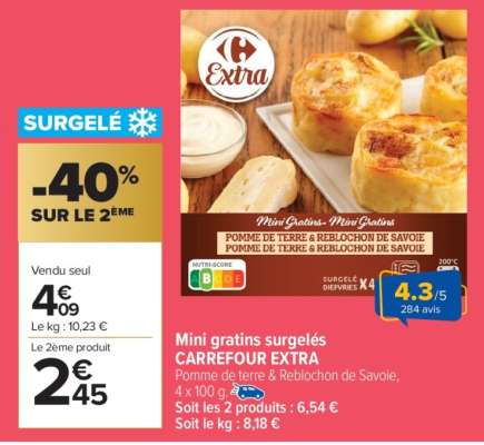 Mini gratins surgelés CARREFOUR EXTRA