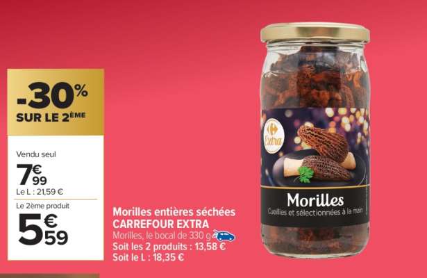 Morilles entières séchées CARREFOUR EXTRA