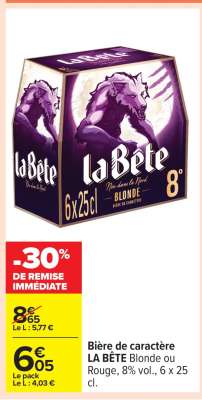 Bière de caractère LA BÊTE Blonde ou Rouge