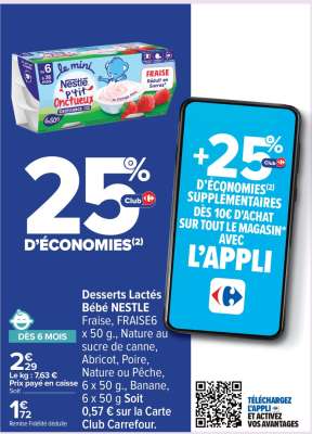 Desserts Lactés Bébé NESTLE Fraise, FRAISE6