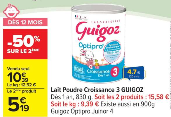Lait Poudre Croissance 3 GUIGOZ