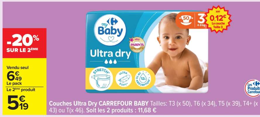Couches ultra dry CARREFOUR BABY