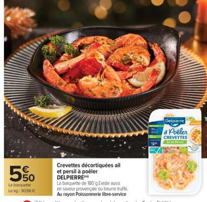 Crevettes décortiquées ail et persil à poêler DELPIERRE