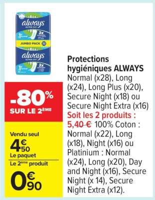 Protections hygiéniques Always