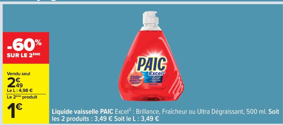 LIQUIDE VAISSELLE PAIC EXCEL